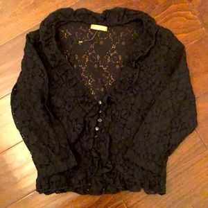 Women’s black lace button down top